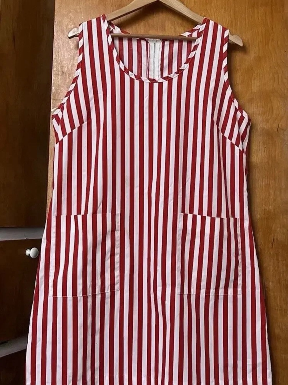 Girls' Red and White Striped Sleeveless Dress
